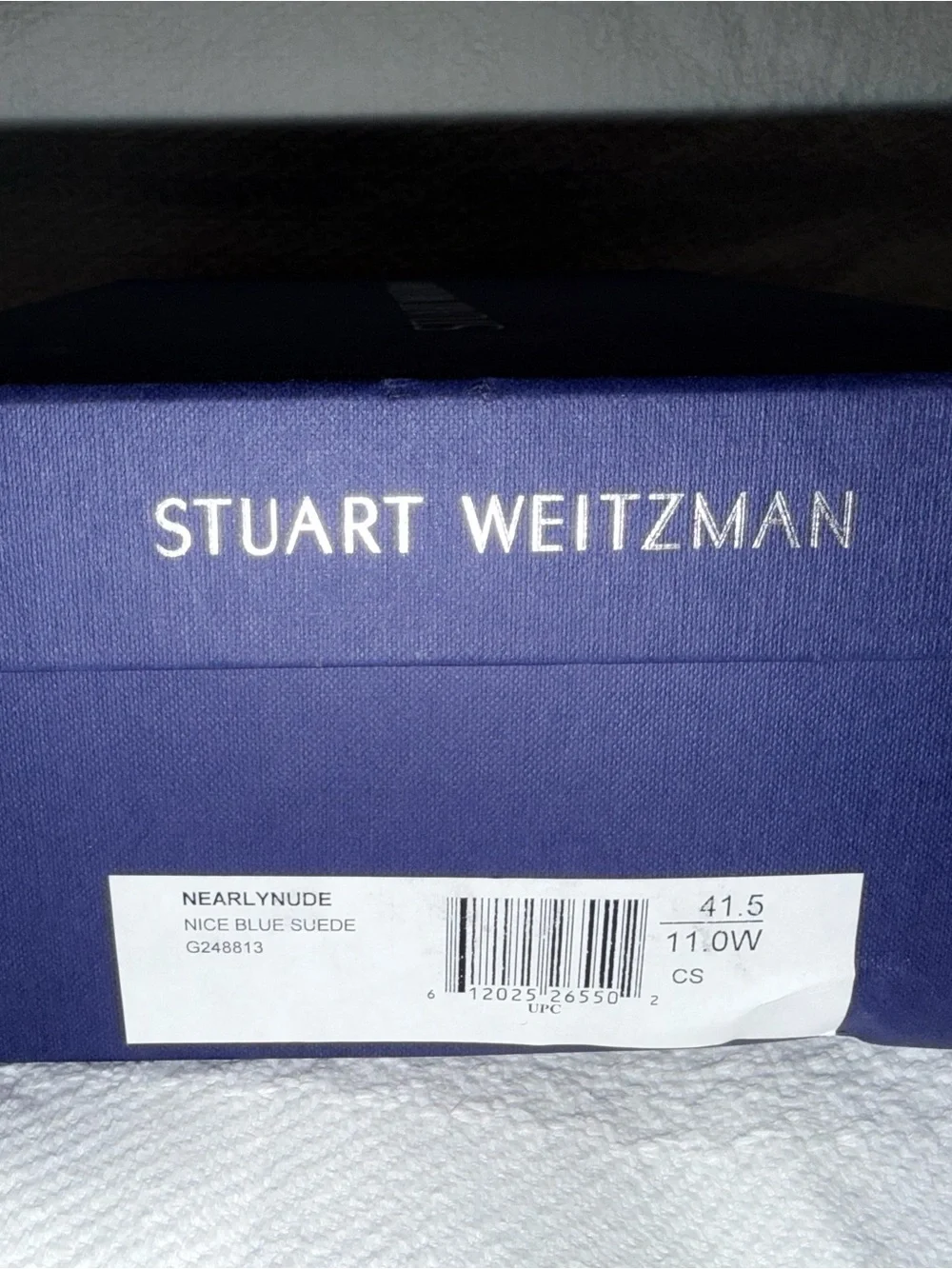 Stuart Weitzman Navy Nearly Nude Suede Sandals, WIDE WIDTH!
